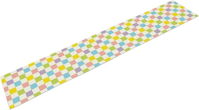 Colourful Hippie Table Runner Green Blue Purple Pink Modern Geometric Square Home Dinner Runner for Living Room Kitchen Party Holiday Dinner Home Decor 13x120in