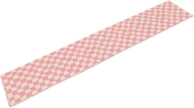 Boho Hippie Table Runner Groovy Pink Twisted Checkered Funky Modern Geometric Dinner Runner for Living Room Kitchen Party Holiday Dinner Home Decor 13x120in