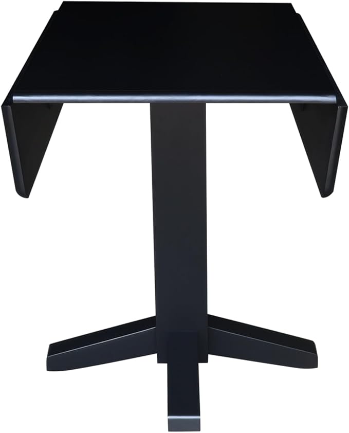 Solid Wood 36" Square Dual Drop Leaf Dining Table, Black