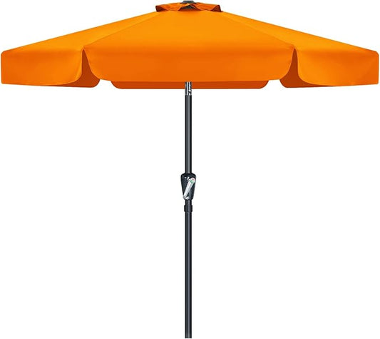 MASTERCANOPY 7.5ft Patio Umbrella with Valance, Crank and Tilt – 6 Ribs Outdoor Market Umbrella, UV/Fade Resistant, Waterproof Canopy with Wind Vent for Garden, Deck, Backyard, Pool (Orange)
