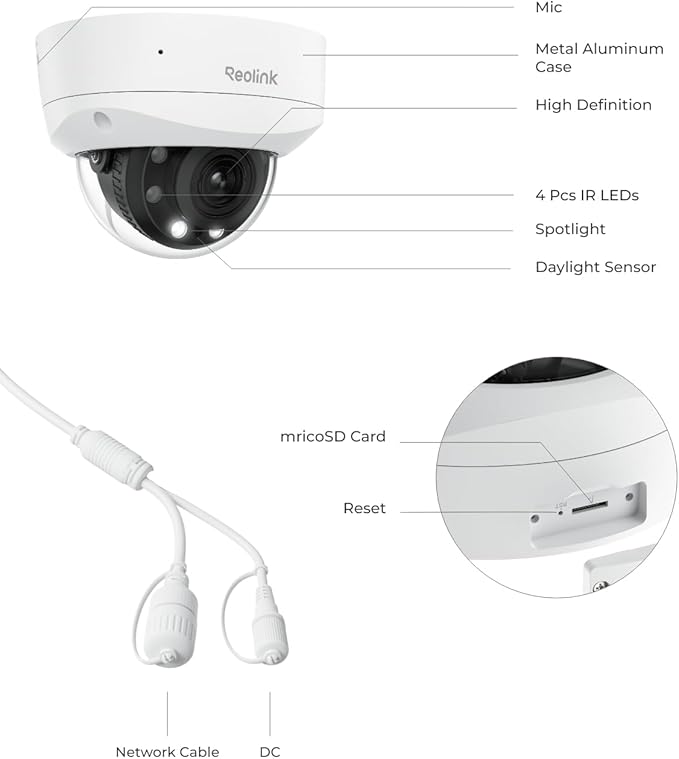 REOLINK RLC-843A - 4K PoE Security Camera with Spotlights, 5X Optical Zoom, Outdoor Camera with Color Night Vision, Two-Way Talk, Human/Vehicle/Animal Detection, IK10 Vandalproof, No PT Supported