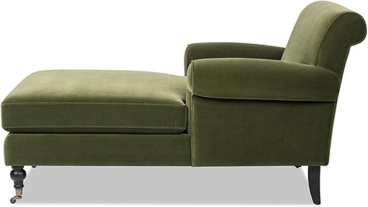 Jennifer Taylor Home Alana Lawson Chaise Lounge Chair, Olive Green Performance Velvet