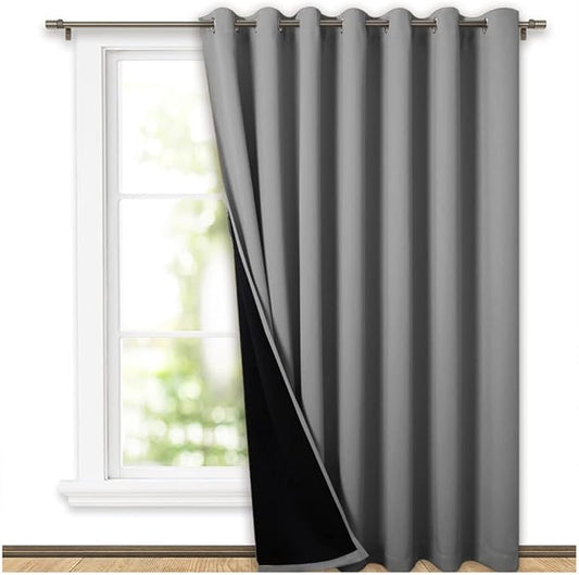NICETOWN Total Shade Patio Door Curtain, Heavy-Duty Full Light Shading Sliding Door Drape Room Divider Curtain, Vertical Blinds for Window(1 Panels, 100 inches Wide x 84 inches Long, Silver Gray