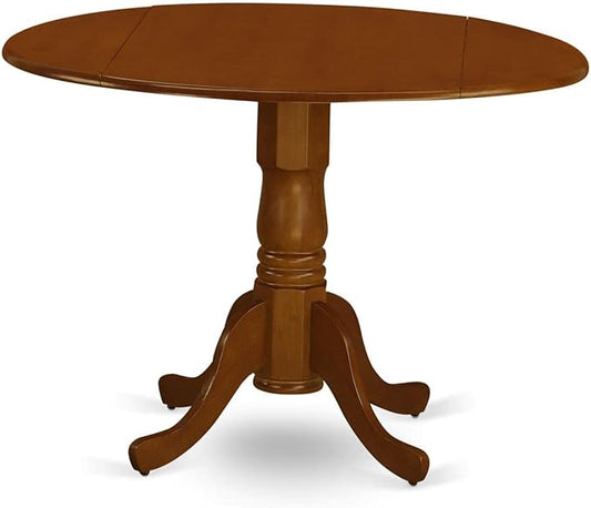 East West Furniture DLKE5-BCH-W 5 Piece Dining Room Furniture Set Includes a Round Dining Table with Dropleaf and 4 Wood Seat Chairs, 42x42 Inch, Black & Cherry