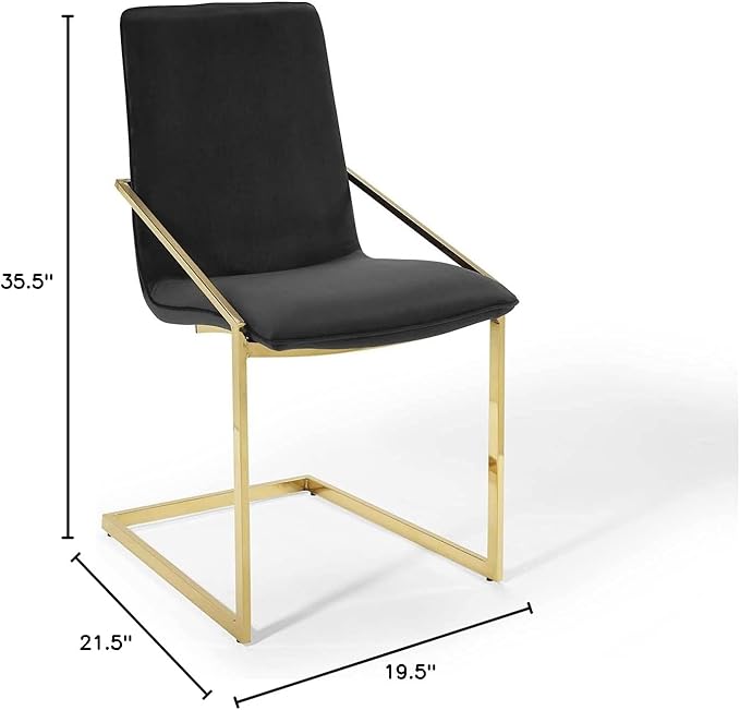 Modway Pitch Performance Velvet Dining Armchair, Gold Black 21.5 x 19.5 x 35.5