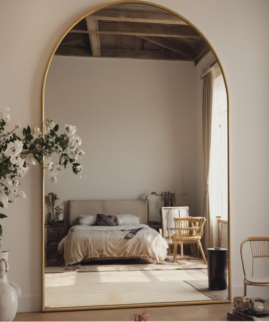 OGCAU Full Length Mirror, 78"x38" Large Full Body Floor Mirror Hanging or Leaning, Standing Mirror, Wall Mounted with Aluminum Frame for Living Room, Bedroom (Gold)