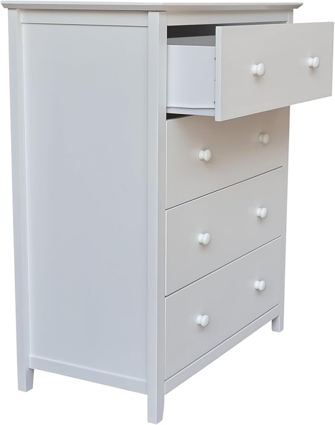 International Concepts Solid Wood Bedroom Dresser/Chest with 4 Drawers in White