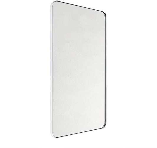 GRACTO 24x40'' Chrome Metal Framed Bathroom Mirror for Wall in Stainless Steel Rounded Rectangular Bathroom Vanity Mirrors Wall Mounted