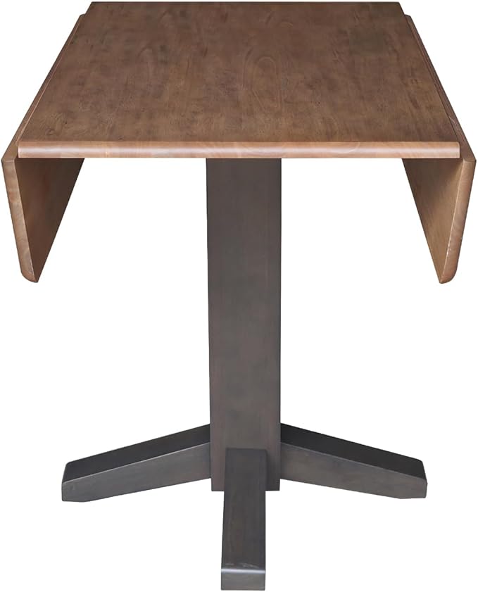Solid Wood 36" Square Dual Drop Leaf Dining Table, Hickory/Washed Coal
