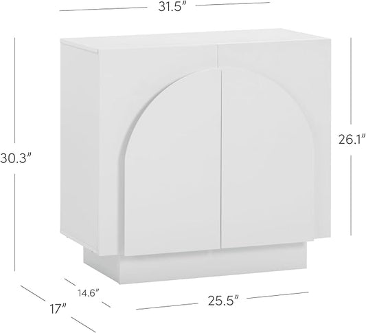 Nathan James Iris Mid-Century Modern White Wood Credenza with Arched Cabinet Doors for Living Room