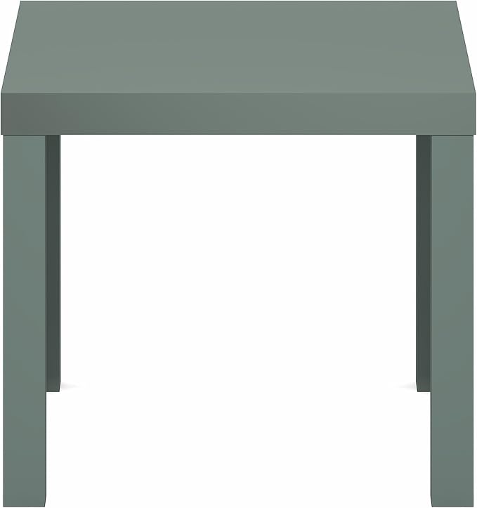 Furinno Classic Side Table, Square Modern End Table with 1.8" Triple Thick Tabletop, Simple Night Stand, Bedside Table, Toolless Assembly, for Living Room, Bedroom, Sage Green