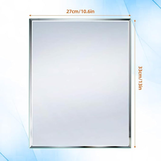 Calenzana Frameless Mirror Wall Hanging and Desk Standing, Compatible with Makeup Vanity Mirrors,10.6x13 inch