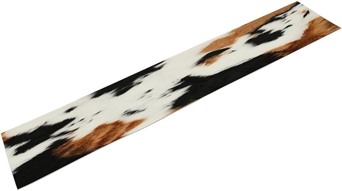 Cowhide Table Runne Vintage Cow Print 3D Rustic Theme Animal Fur Skin Farm Dining Table Decoration for Kitchen Dining Room Holiday Party Decor 13x70in