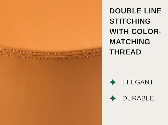 Large 22" Sturdy and Comfortable Ottoman Wipe-Clean Pouf Boho Geometric Design for Kids Toddler Playroom with Foam Filling as Seating Footrest Side Table College Dorm Décor PU Leather (Burnt Orange)