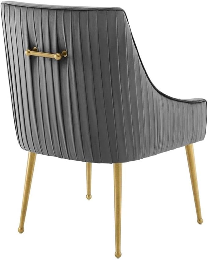Modway Discern Pleated Back Upholstered Performance Velvet Dining Chair Set of 2, Gray