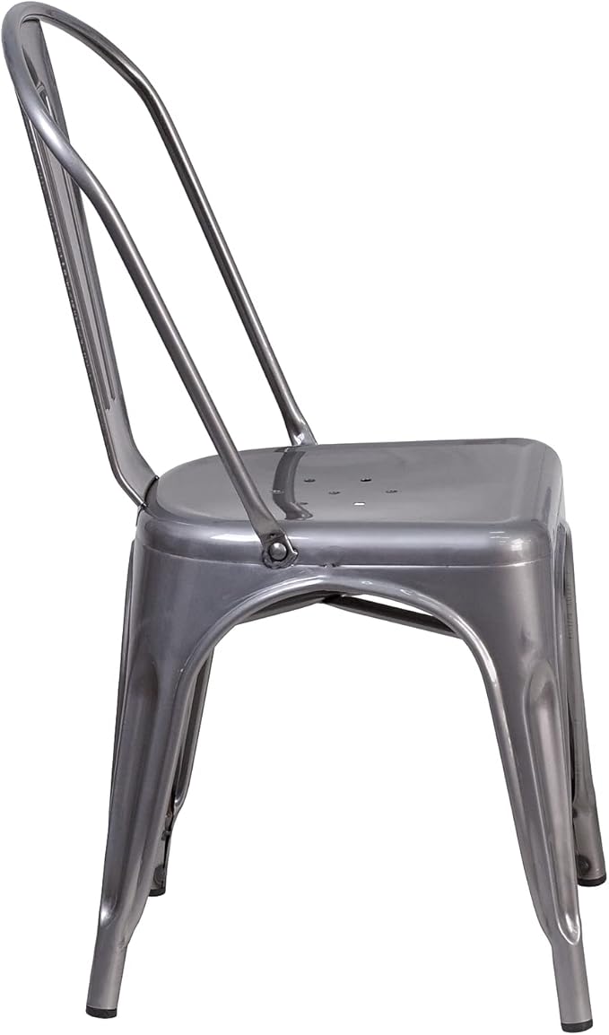 Flash Furniture Lincoln Clear Coated Metal Indoor Stackable Chair