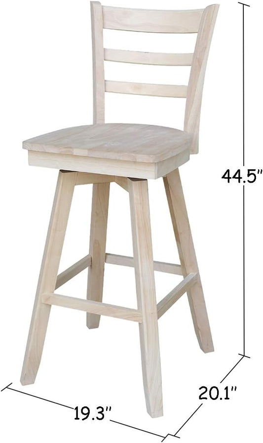 International Concepts Emily Bar Stool-30 Seat Height-with Swivel and Auto Return Chair, Brown