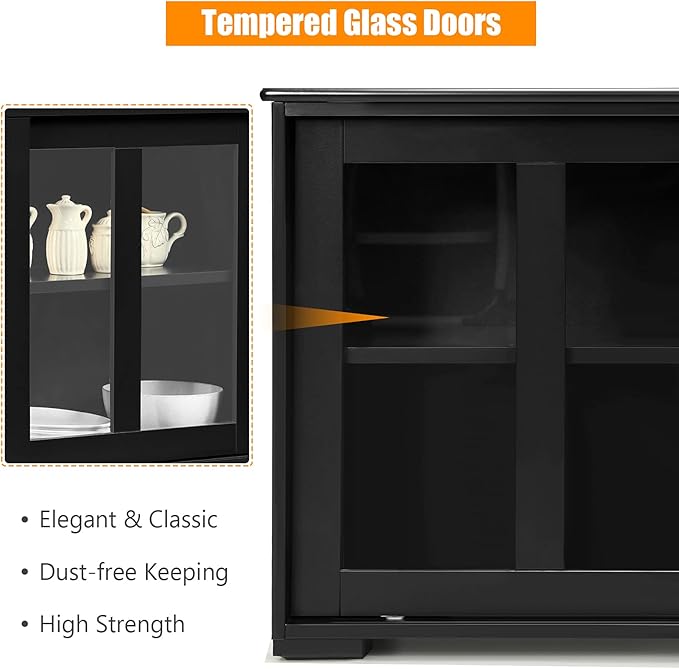 Buffets & Sideboards HW53867BK, Dark Black, Large