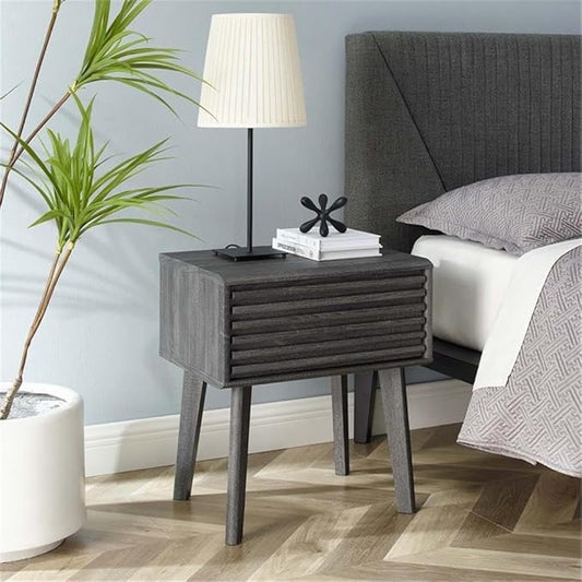 Modway Render Mid-Century Modern End Table or Nightstand in Charcoal, 15 x 19 x 21.5