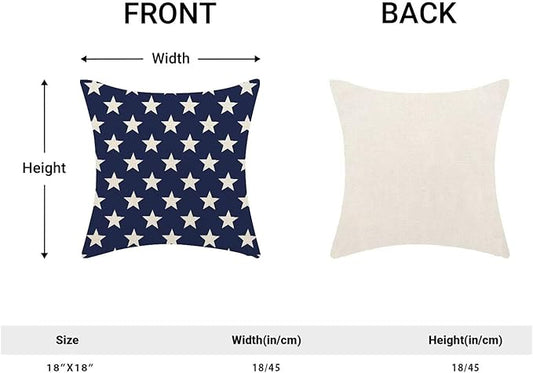 BETGINY 4th of July Pillow Covers 18x18 Set of 2, Memorial Day Blue Stars Decorations Throw Pillow Covers Linen Patriotic Independence Day Cushion Case for Couch Sofa Summer Home Outdoor Decor
