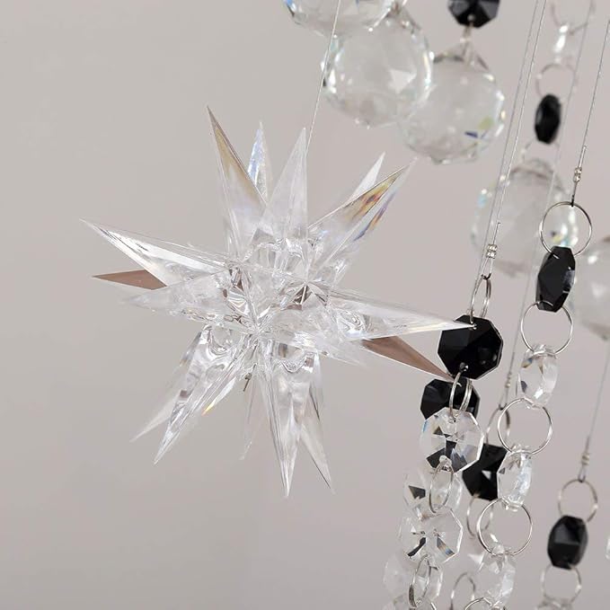 Saint Mossi 7-Lights Crystal Chandelier for High Ceiling, Modern Large Lighting Fixture, Raindrop Ceiling Light, Crystal Light Modern Flush Mount Ceiling Light Fixture,H58 X D20