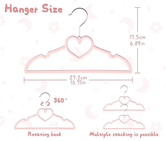 GOSCHE Baby Hangers 11 inch, Toddler Velvet Hnagers, Non-Slip for Baby and Children Clothes, Durable Ultra-Slim Space-Saving Closet Organizers, Pink, 30 Pack