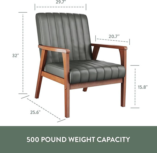 Edenbrook Carlton Exposed Wooden Arm Accent Chair for Living Room-Real Wood-Modern Channeled Tufting, Gray (EH0005CHR00FG)