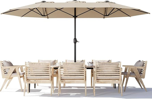 Sannwsg Outdoor Patio Umbrella,Table Umbrella with Push Button Tilt and Crank,Market Umbrella with 8 Sturdy Ribs,Yard Umbrella