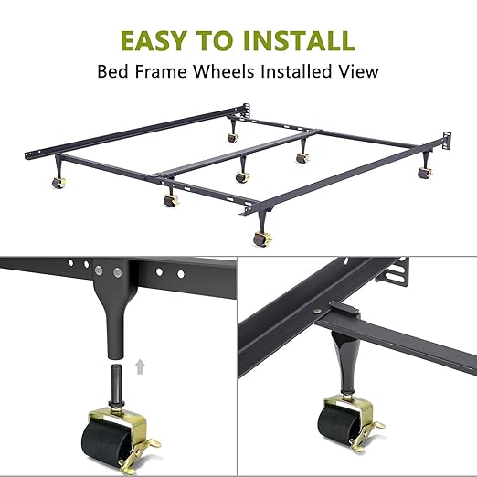 6 PCS Heavy Duty Locking Metal Casters for Bed Frame Replacement Parts, Rollers, Wheels for Furniture Socket