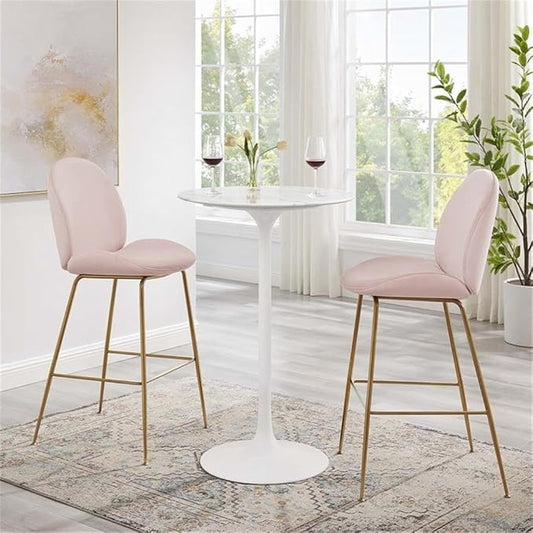 Modway Lippa Round 28" Artificial Marble Mid-Century Modern Bar Table in White