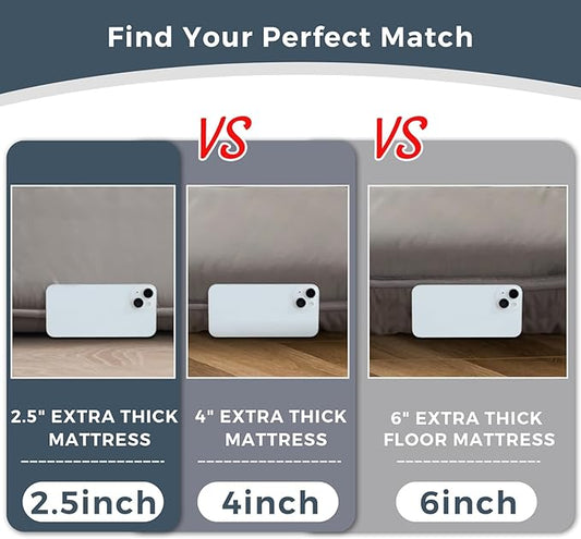 MAXYOYO 6" Extra Thick Japanese Floor Mattress Futon Mattress, Foldable Tatami Pad for Adults, Roll Up Floor Bed for Guest Room Bedroom RV, Dark Grey, Queen