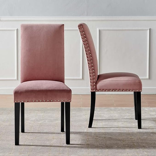 Modway Parcel Performance Velvet Dining Side Chairs - Set of 2, Dusty Rose