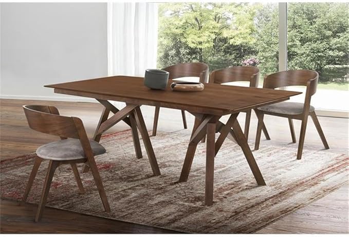 Armen Living Cortina 79" Mid-Century Modern Wood Dining Table Legs, White/Walnut