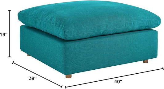 Modway Commix Down-Filled Overstuffed Upholstered Sectional Sofa Ottoman in Teal