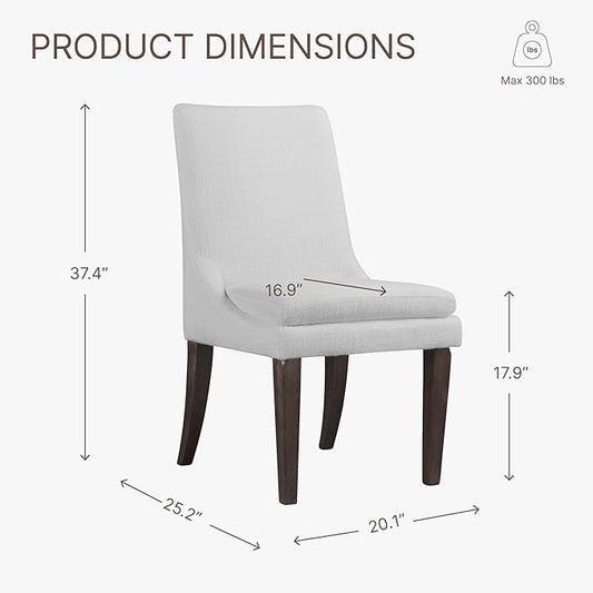 Upholstered Dining Chairs Modern Sidechair Performance Fabric High Back Armlesschair for Diningroom Kitchen,White,Set of 4(2 Box)