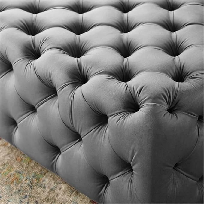 Modway EEI-3774-GRY Anthem Tufted Button Large Square Performance Velvet Ottoman, Gray
