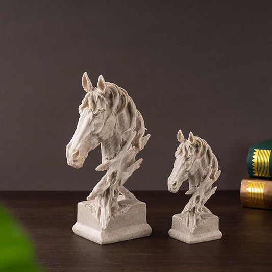 Creative Art Retro Small Horse Head Ornament,Resin Statue Ornaments,Abstract Style Sculptures,Living Room Dining Desk Decorations,Bookshelf Decorative Objects,Office Decor(5.1"/Sandstone)