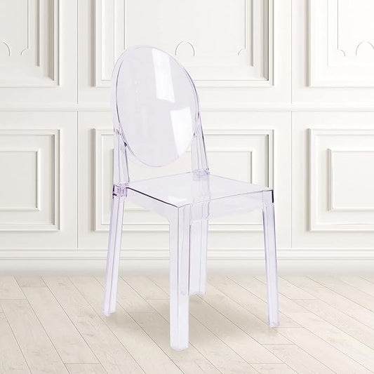 Flash Furniture Revna 4 Pack Revna Ghost Chair with Oval Back in Revna Transparent Crystal