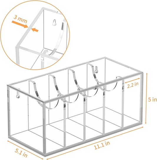FEMELI Belt Organizer, Acrylic Belt Storage for Closet with Dust Cover, 5 Compartments Belt Container Display Holder for Drawer, Clear Belt Tie Case for Women Men Home