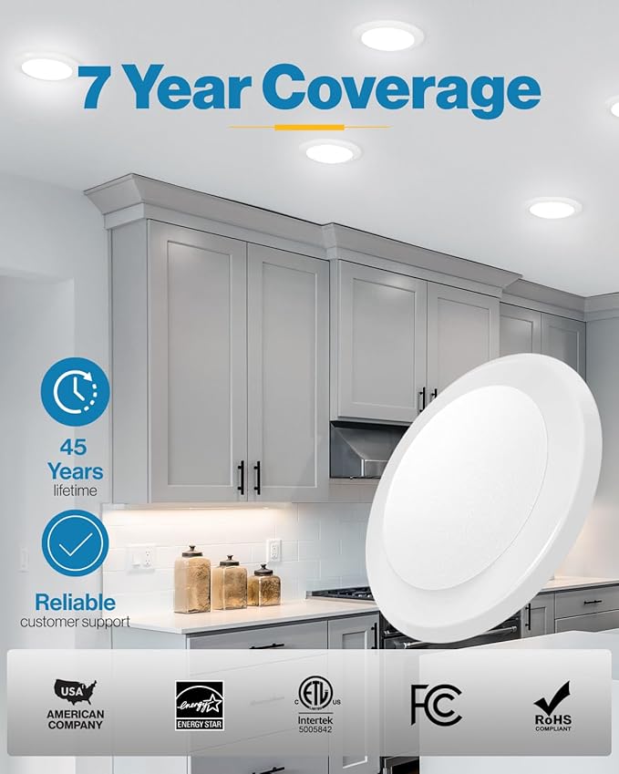 Sunco 12 Pack 5/6 Inch LED Disk Lights, Disc Lights Ceiling, LED Flush Mount Recessed Can Lighting, 1050 LM, 3000K Warm White, Dimmable, 15W=75W, Damp Rated ETL.