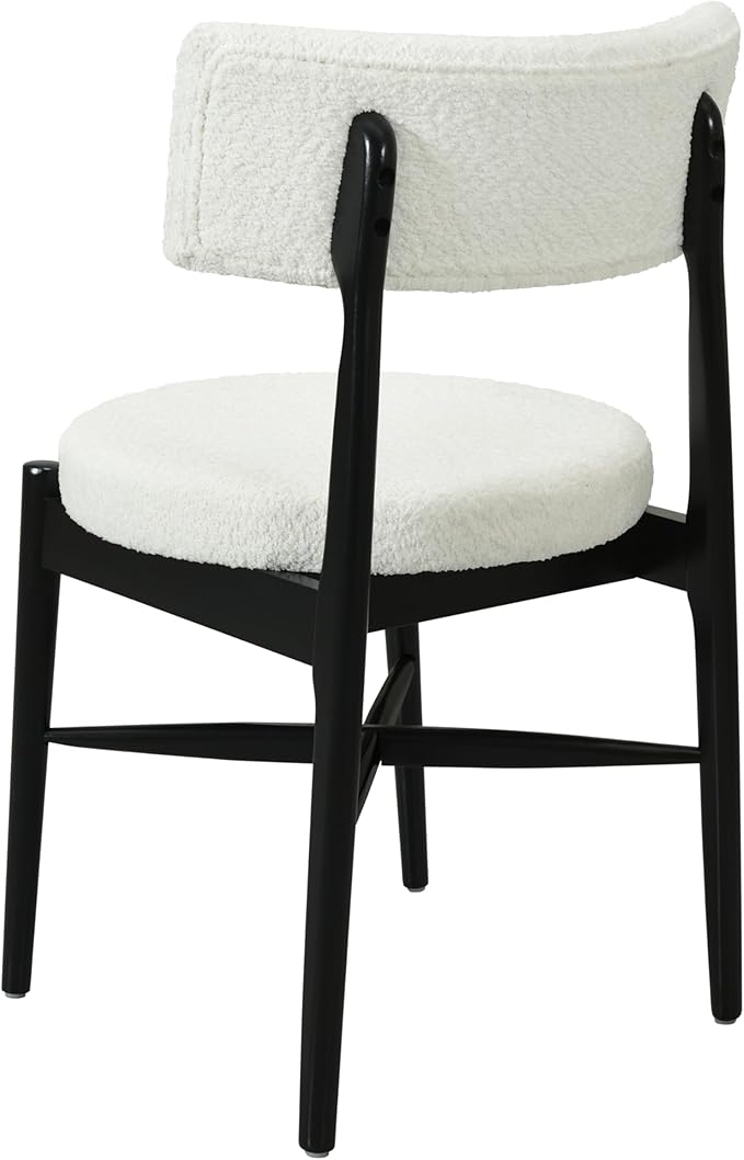 Christopher Knight Home Ebany Dining Chairs Set of 2, Boucle Kitchen Chair, Upholstered Curved Backrest Accent Chair, Rubberwood X Shaped Frame, Dining Room Chair for Cafeteria Home, Beige+Black