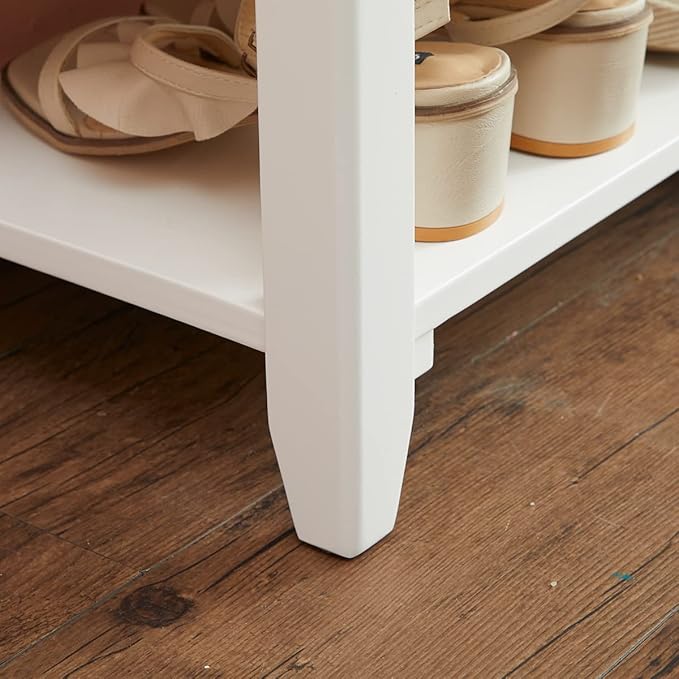 Shoe Rack Bench for Entryway with Storage, 24", 3-Tier Wooden Shoe Bench for Hallway, Front Door, Entrance, White