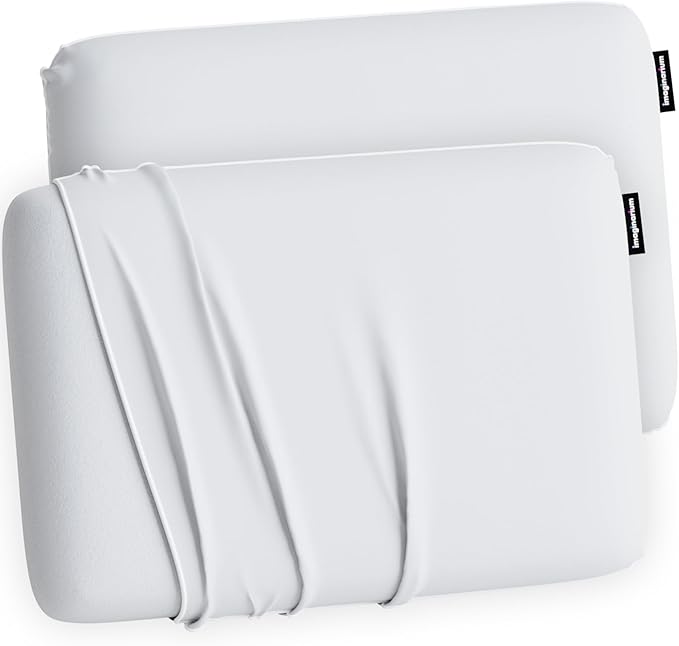 Imaginarium 2 Pk Cooling Bed Pillows for Sleeping, 2 Memory Foam Cooling Pillows for Back, Stomach Sleeper, Gel Side Sleeper Pillow, Cold Pillows That Stay Cold, Removable Zipper Cover - White/White