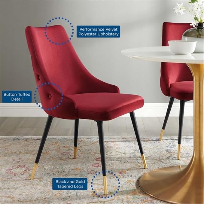 Modway EEI-3907-MAR Adorn Tufted Performance Velvet Dining Side Chair, Maroon