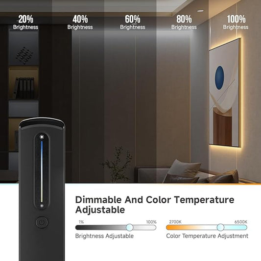 BTF-LIGHTING RC08RFB & C02RF Dual White RF 2.4GHz Wireless Tuya Controller Kit Dim Brightness/Color Temperature,Touch Slide Control for PWM (+ CW WW) 3PIN SMD FCOB CCT LED Strip DC5V DC12V DC24V
