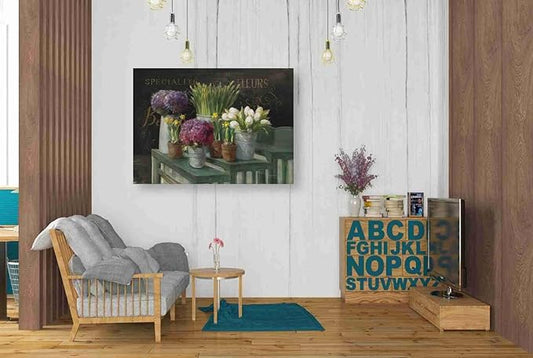 Epic Graffiti 'Les Fleurs Printemps on Black' by Danhui Nai, Canvas Wall Art, 34"x26"