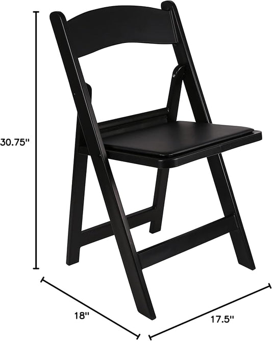 BTEXPERT Resin Folding Chair Vinyl Padded Seat Indoor Outdoor Lightweight Set for Home Event Party Picnic Kitchen Dining Church School Weddings- 2 Black