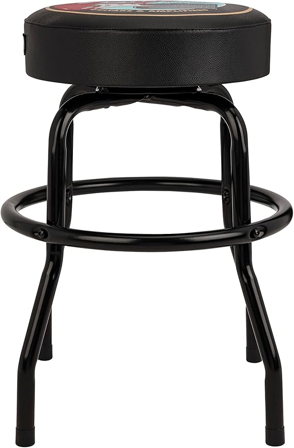 Fender Guitars & Amps Logo Swivel Barstool with Guitar Picks Pouch, Great Gifts for Dad, with 1 Year Limited Warranty, Simple Assembly, Black/Black, 24"