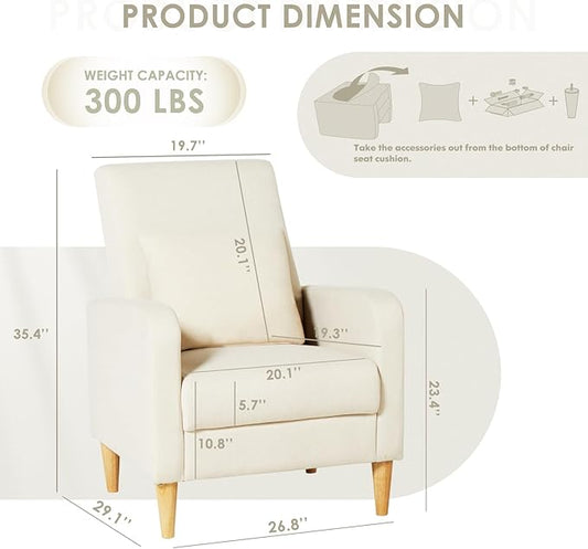 COLAMY Upholstered Sherpa Accent Living Room Chairs Set of 2, Fabric Arm Chair Reading Side Chair, Single Sofa with Back Pillow and Wood Legs,Cream