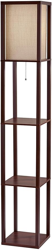 Adesso 3138-01 Wright 63 In. Floor Lamp - Smart Switch Compatible Light Fixtures with Two Storage Shelves. Lighting Accessories , Black